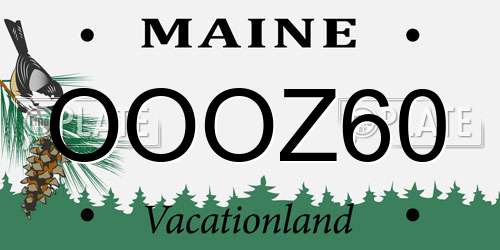 OOOZ60 Maine License Plate