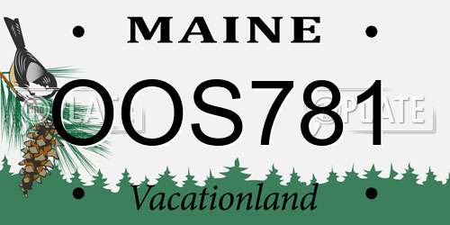 OOS781 Maine License Plate