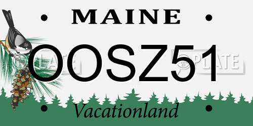 OOSZ51 Maine License Plate