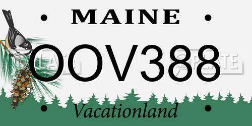 OOV388 Maine License Plate