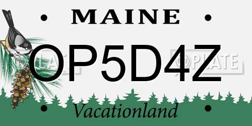 OP5D4Z Maine License Plate