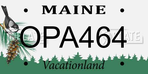 OPA464 Maine License Plate