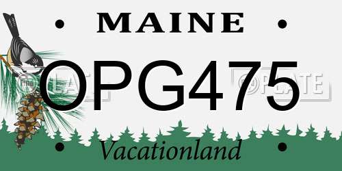 OPG475 Maine License Plate