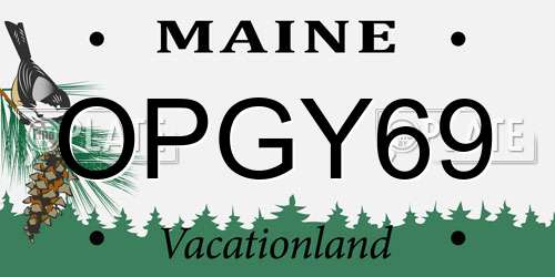 OPGY69 Maine License Plate