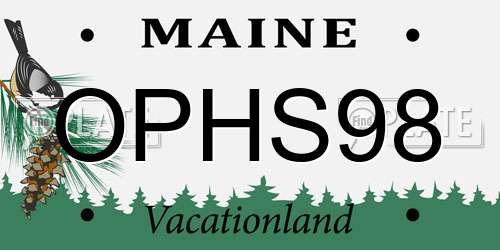OPHS98 Maine License Plate