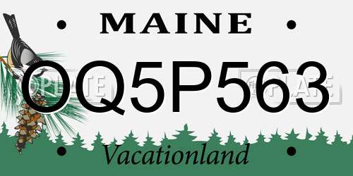 OQ5P563 Maine License Plate