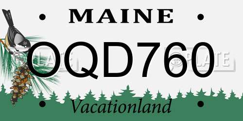 OQD760 Maine License Plate