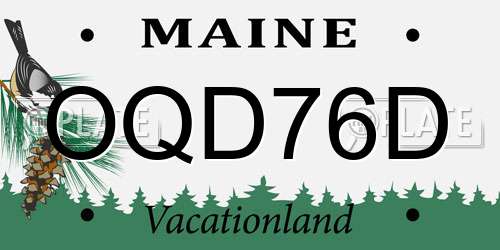 OQD76D Maine License Plate