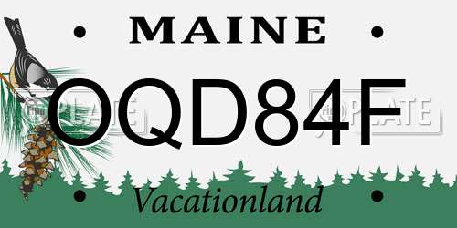 OQD84F Maine License Plate