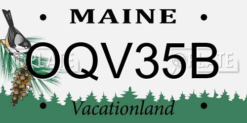 OQV35B Maine License Plate