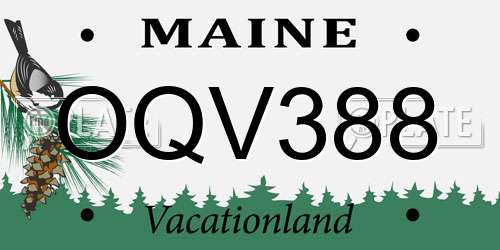 OQV388 Maine License Plate