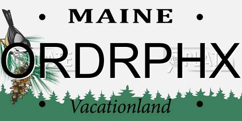 ORDRPHX Maine License Plate