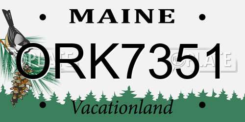 ORK7351 Maine License Plate