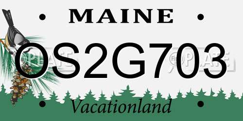 OS2G703 Maine License Plate