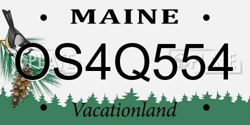 OS4Q554 Maine License Plate