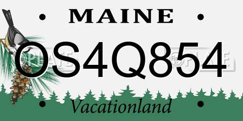 OS4Q854 Maine License Plate