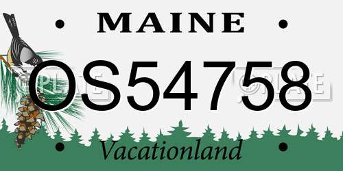OS54758 Maine License Plate