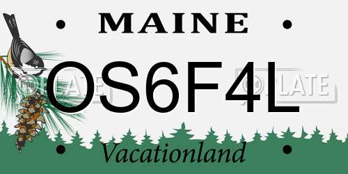 OS6F4L Maine License Plate