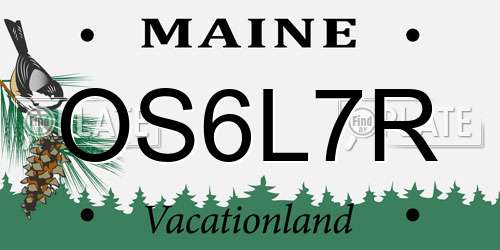 OS6L7R Maine License Plate