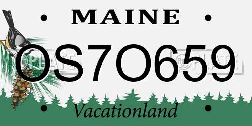 OS7O659 Maine License Plate