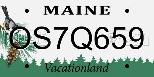 OS7Q659 Maine License Plate