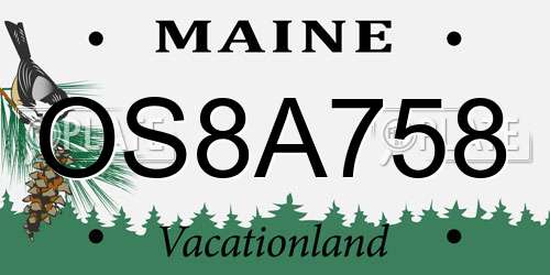 OS8A758 Maine License Plate