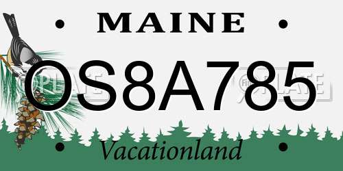 OS8A785 Maine License Plate