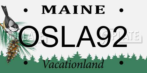 OSLA92 Maine License Plate