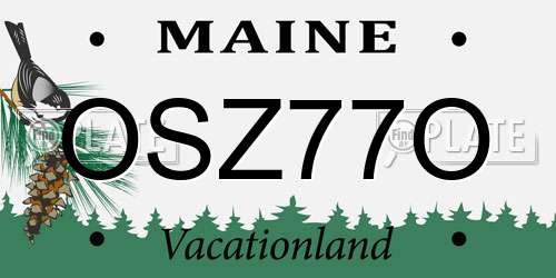 OSZ77O Maine License Plate