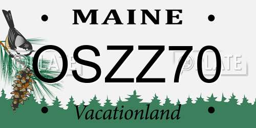 OSZZ70 Maine License Plate