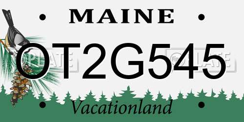 OT2G545 Maine License Plate
