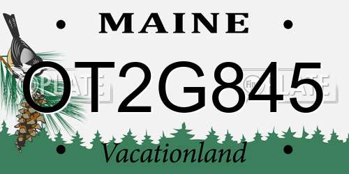 OT2G845 Maine License Plate