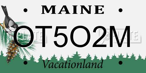 OT5O2M Maine License Plate