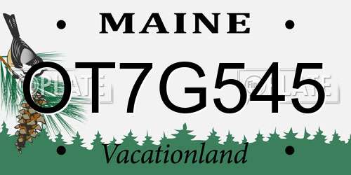 OT7G545 Maine License Plate