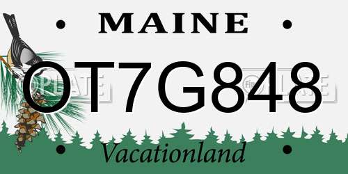 OT7G848 Maine License Plate