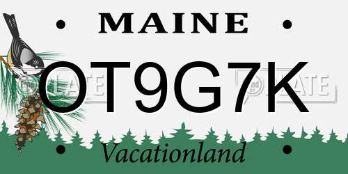 OT9G7K Maine License Plate