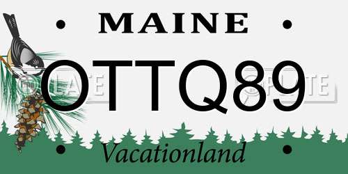 OTTQ89 Maine License Plate