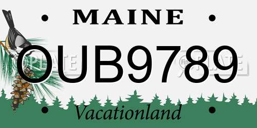 OUB9789 Maine License Plate