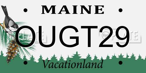 OUGT29 Maine License Plate