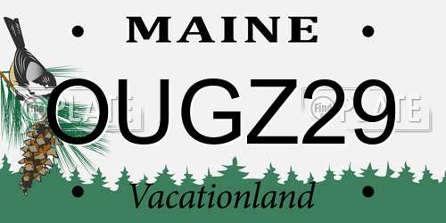 OUGZ29 Maine License Plate