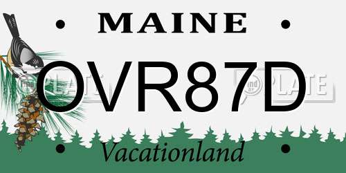 OVR87D Maine License Plate