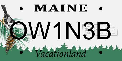 OW1N3B Maine License Plate