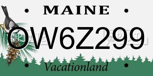 OW6Z299 Maine License Plate