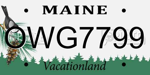 OWG7799 Maine License Plate