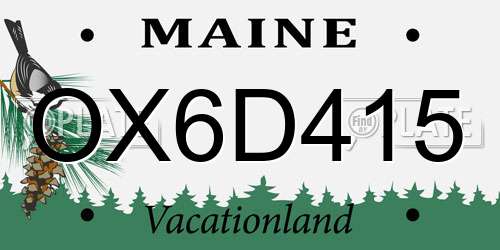 OX6D415 Maine License Plate