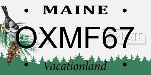 OXMF67 Maine License Plate