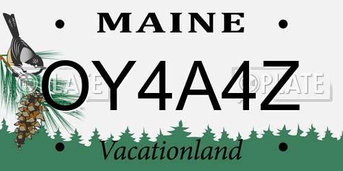 OY4A4Z Maine License Plate