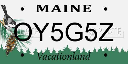 OY5G5Z Maine License Plate