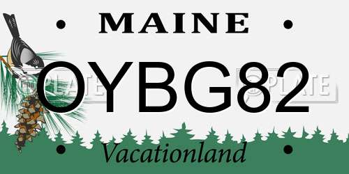 OYBG82 Maine License Plate