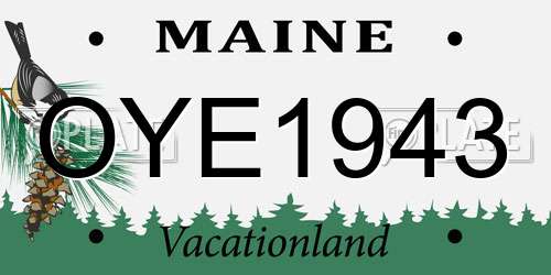 OYE1943 Maine License Plate